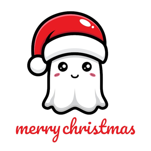 cute ghost celebrating christmas