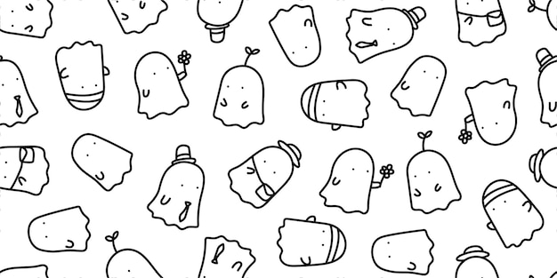 cute ghost character pattern