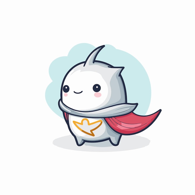 Vector cute ghost character in a superhero costume halloween vector illustration