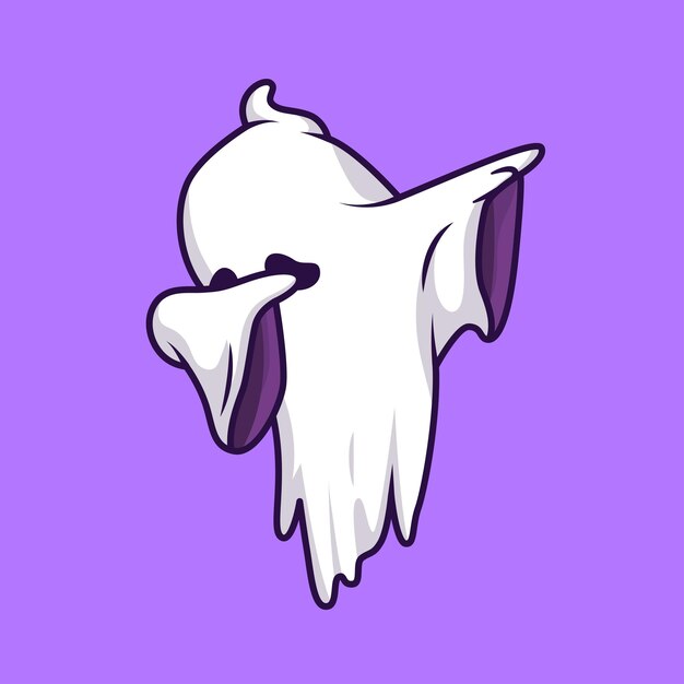 ghost cartoon dog Vector cute ghost dabbing cartoon vector icon illustration. holiday halloween icon concept isolated premium vector. flat cartoon style