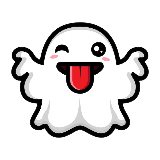 Vector cute ghost design sticking out tongue