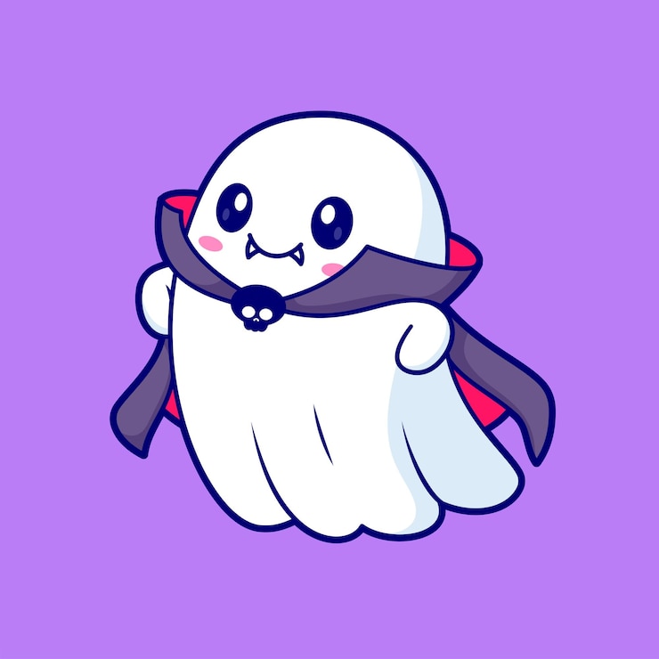 Vector cute ghost dracula vampire cartoon vector icon illustration holiday haloween isolated flat vector