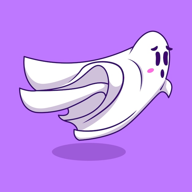 Vector cute ghost flying cartoon vector illustration flat cartoon concept