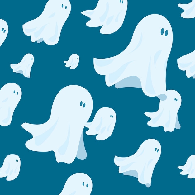 Cute ghost group flying together