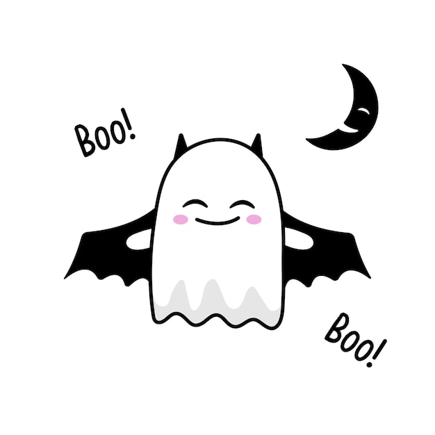 cute ghost in halloween bat costume