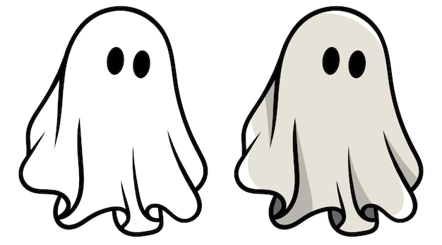 Fantasma carino isolato, concetto di halloween vettoriale, fantasmi dei cartoni animati, vettore spettrale, fantasma bianco,