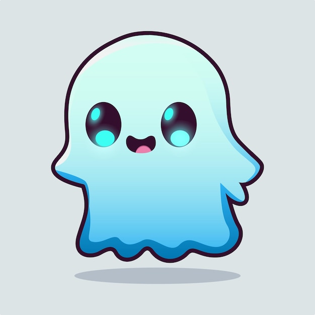 cute ghost mascot illustration vector