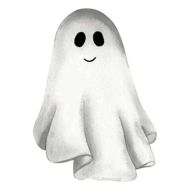 A cute ghost painted in watercolor Halloween ghosts with a face A Halloween