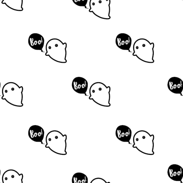 Cute ghost seamless pattern