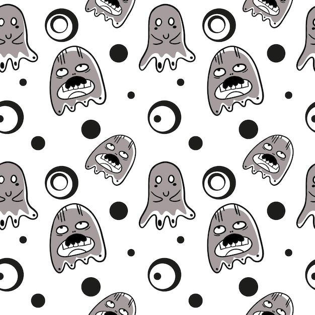 Vector cute ghost seamless pattern