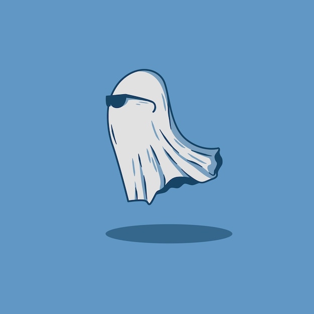 Vector cute ghost wearing glasses