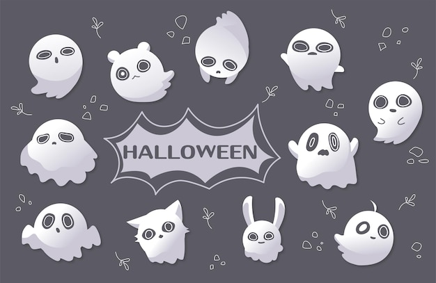 Cute Ghosts Celebrate Halloween