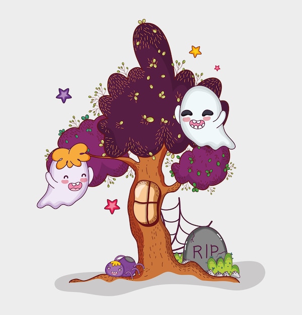 Cute ghosts halloween cartoons