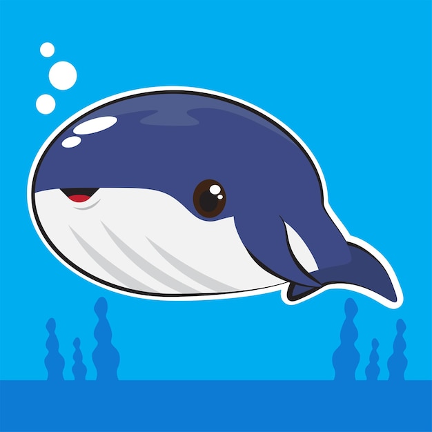 Vector cute giant blue whale