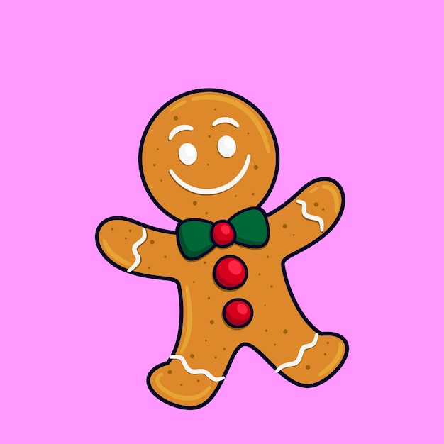 Cute ginger bread man isolated premium cartoon illustration