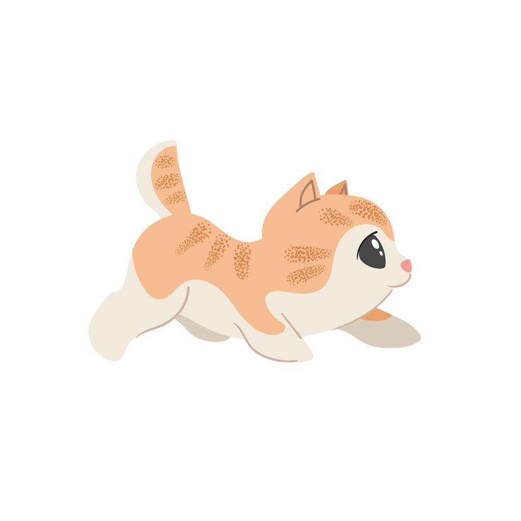 Vector かわいい生姜の子猫がこっそりまたは狩り漫画家畜イラスト