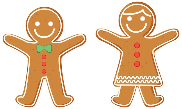 Vector cute gingerbread couple on white background