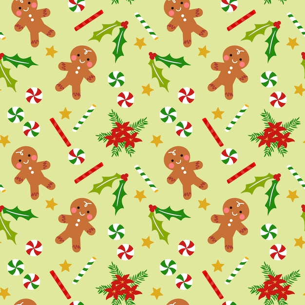 Cute gingerbread seamless pattern.
