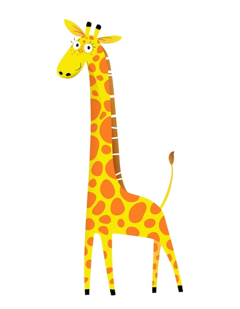 Cute giraffe animal graphic illustration for kids adorabile e giocosa illustrazione di giraffa per bambini educazione e apprendimento design cartone animato vettoriale
