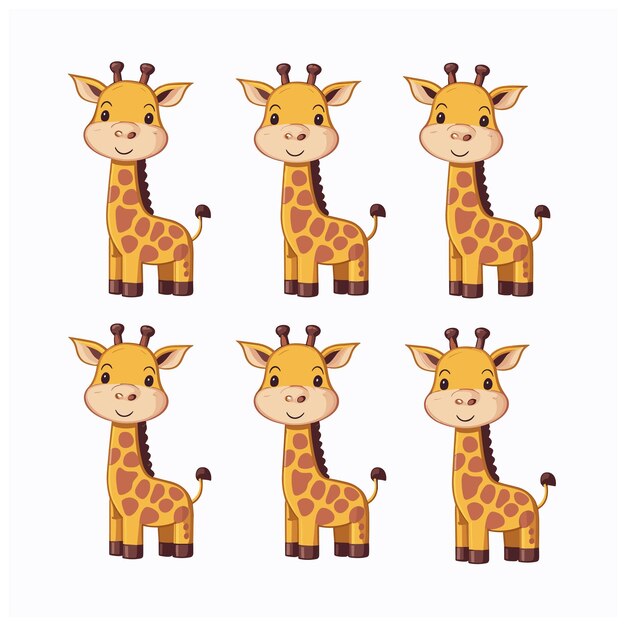 Vector cute giraffe animal isolated flat vector illustration white background