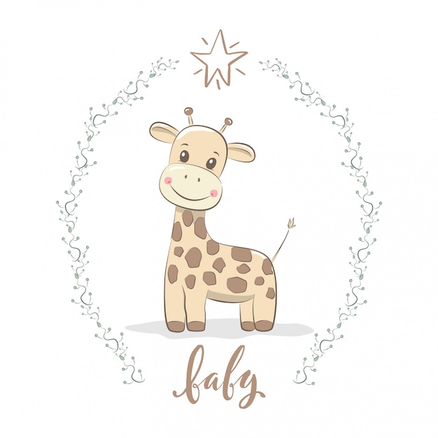 Cute giraffe for baby wear and invitation card