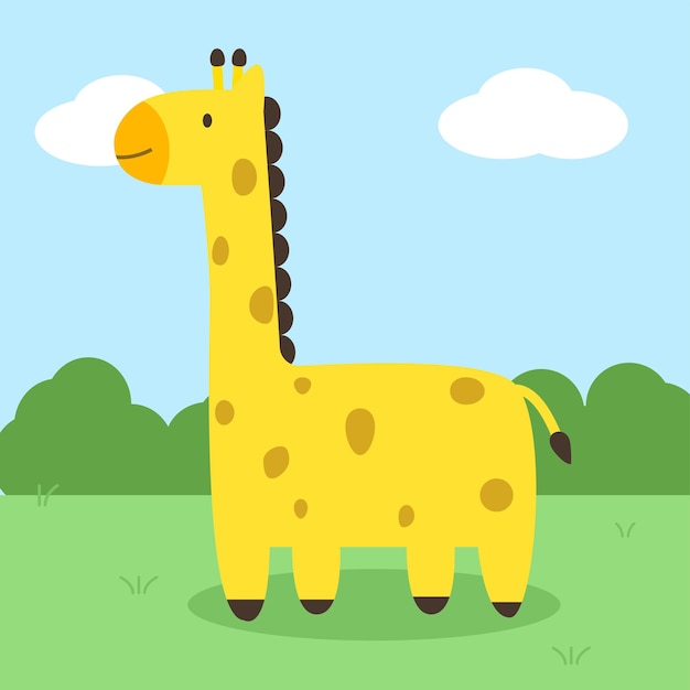 Cute giraffe cartoon vector illustration