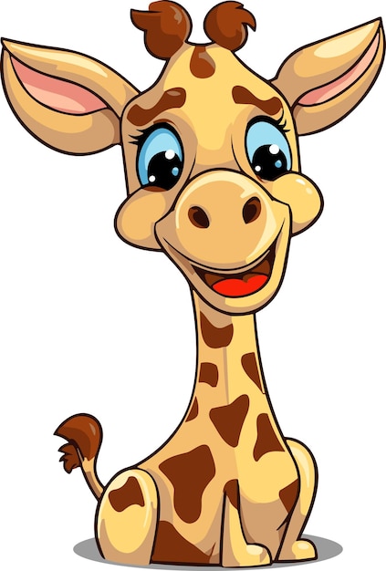 Cute Giraffe Cartoon On White Background