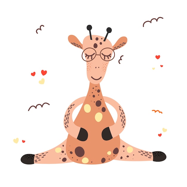 Cute giraffa children39s design per cartoline poster children39s camere vestiti in stile scandinavo doodle disegno a mano illustrazione vettoriale