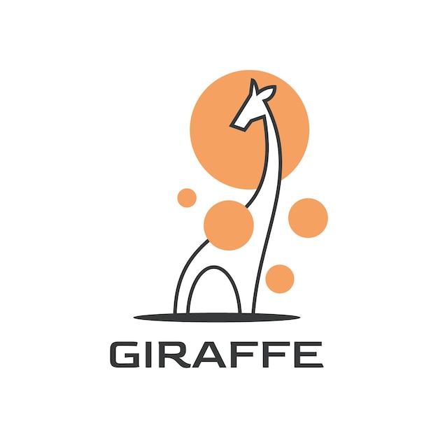 Cute Giraffe Colorful Line Art Style Icon Logo Design