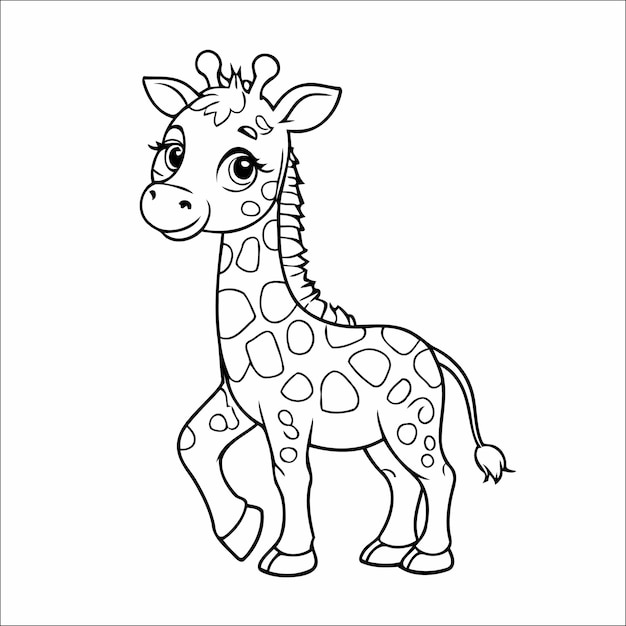 유아를 위한 귀여운 기린 색칠 공부 페이지