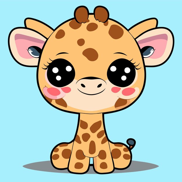 Vector cute giraffe hand drawn cartoon sticker icon concept isolated illustration