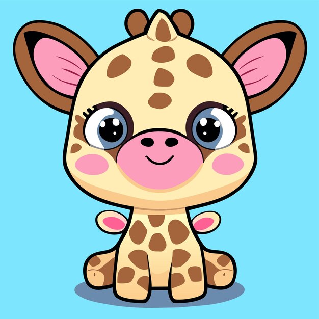 Cute giraffe hand drawn cartoon sticker icon concept isolated illustration