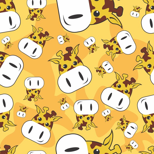 Cute giraffe head seamless pattern