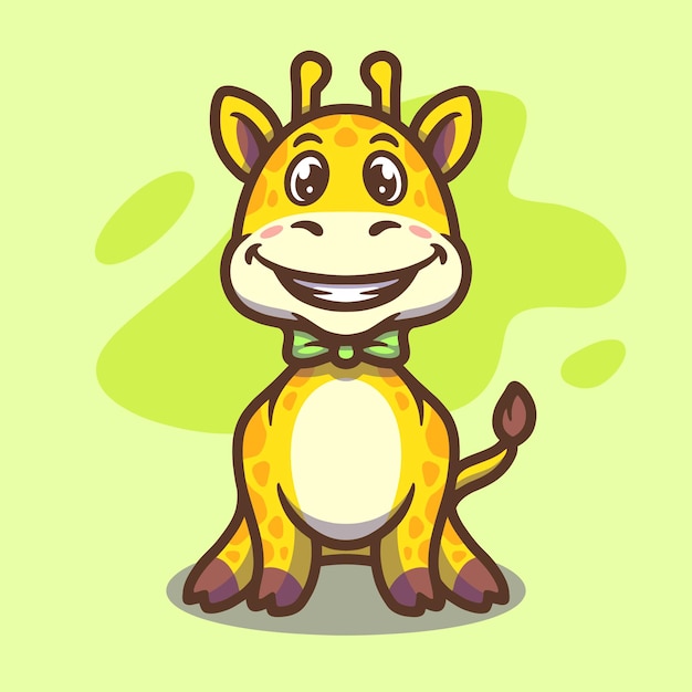 Vector cute giraffe mascot illustration design