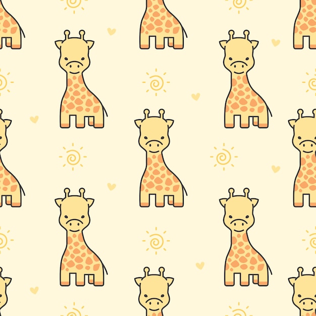 Vector cute giraffe seamless pattern background