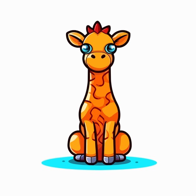 Carino giraffa seduto illustrazione vettoriale