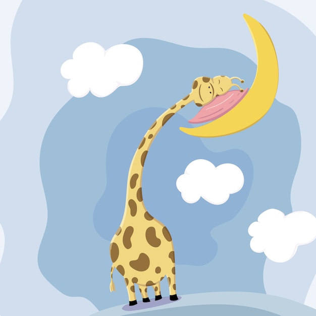 La giraffa sveglia che dorme poggia sul cuscino