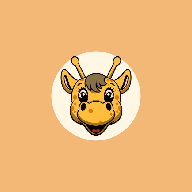 Cute giraffe smiling face cartoon illustration