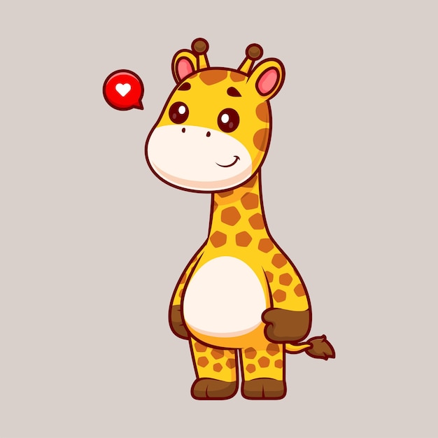Vector cute giraffe standing cartoon vector icon illustration. animal nature icon concept isolated flat