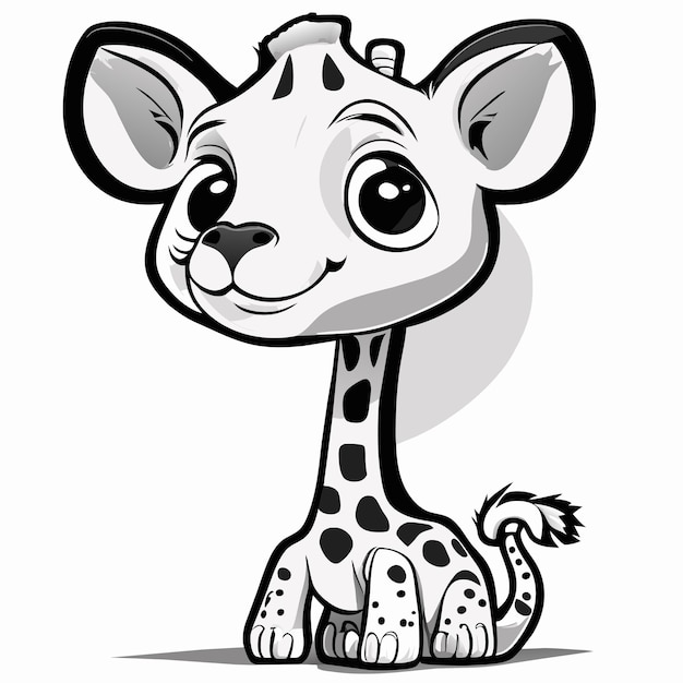 Cute giraffe standing on white background