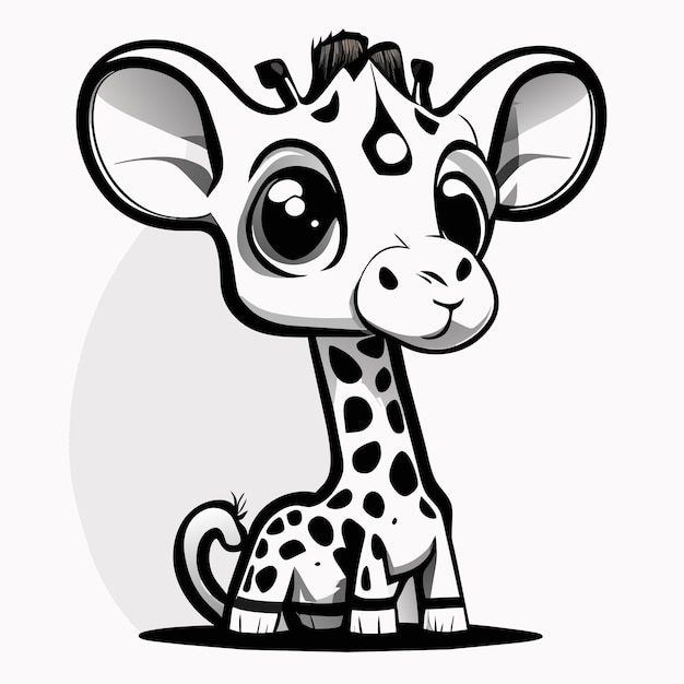 Cute giraffe standing on white background