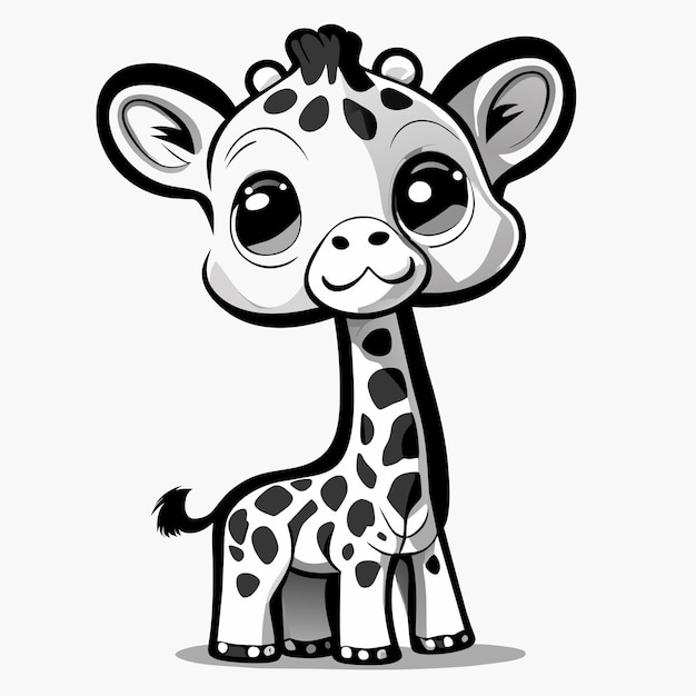 Cute giraffe standing on white background