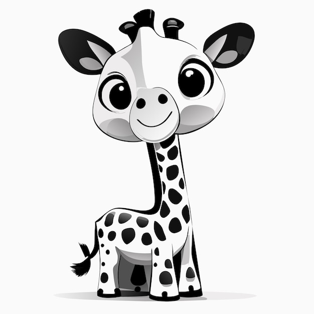 Cute giraffe standing on white background