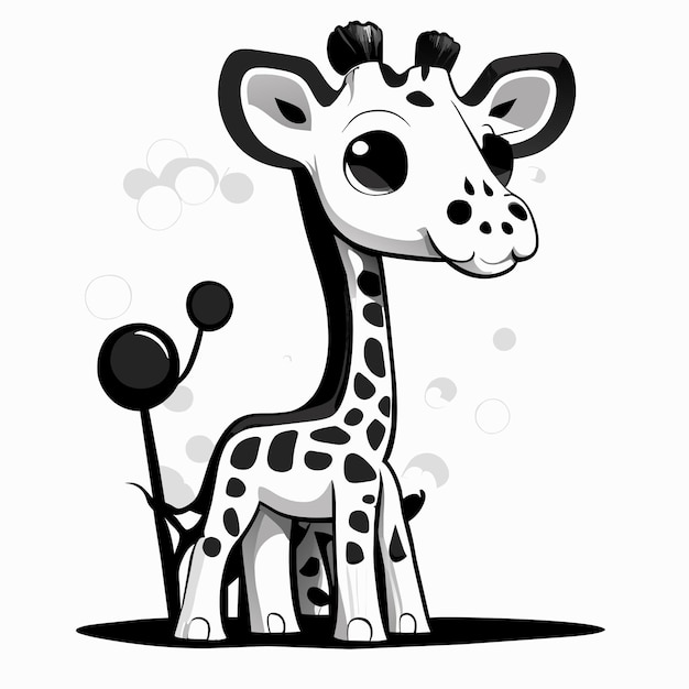 Cute giraffe standing on white background