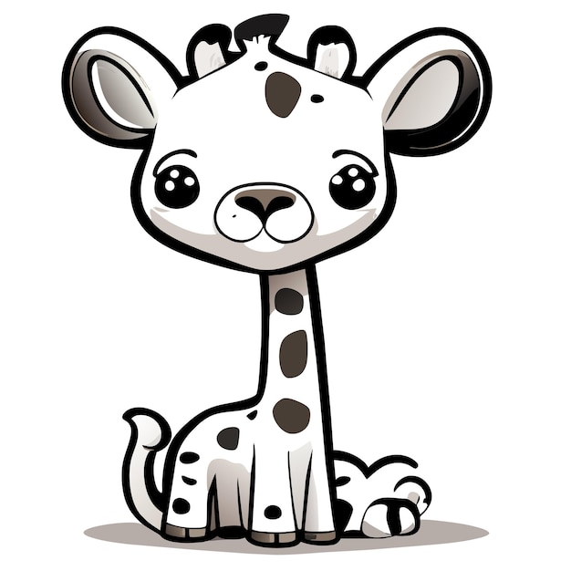 Cute giraffe standing on white background