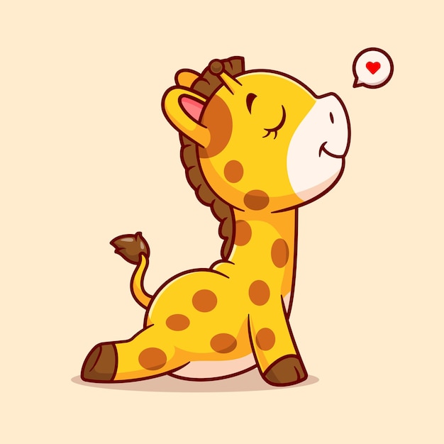 Vector cute giraffe stretching cartoon vector icon illustration animal sport icon concept isolated flat