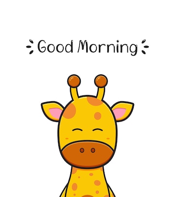 Premium Vector | Cute giraffe with good morning greeting card cartoon icon  illustration flat cartoon style