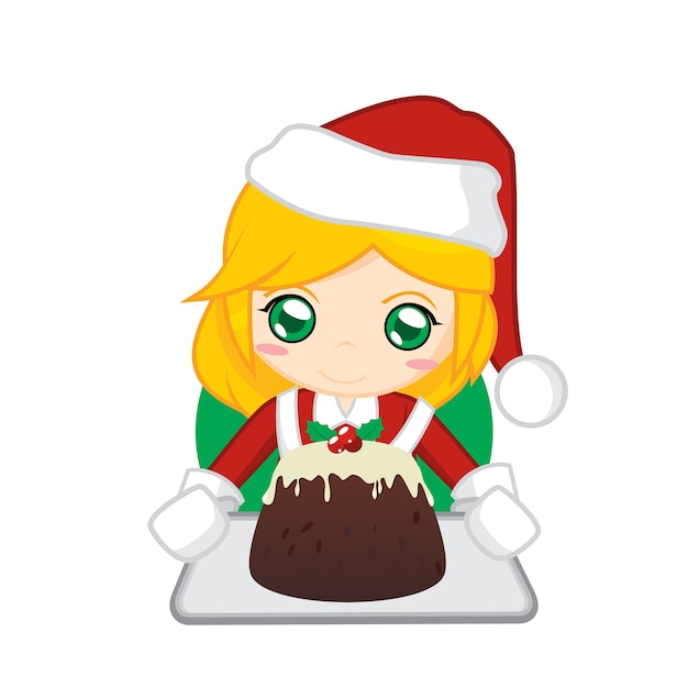 かわいい女の子とクリスマスプリン