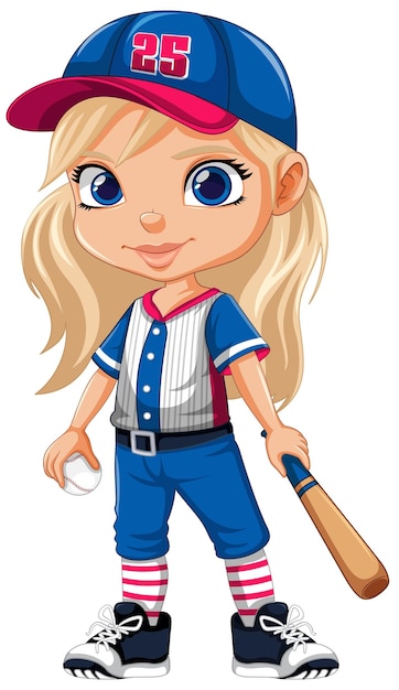 Cute girl in baseball outfit vector