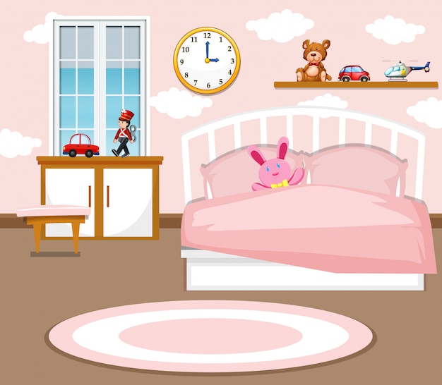 Vector a cute girl bedroom background